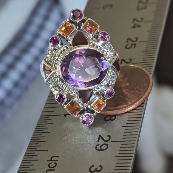 NICKY BUTLER 925 Sterling Silver Amethyst Topaz Rhodolite Designer Ring Sz 6 NWT - Picture 6 of 16